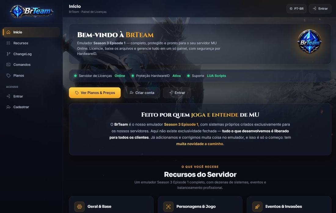 Painel de licenças BrTeam