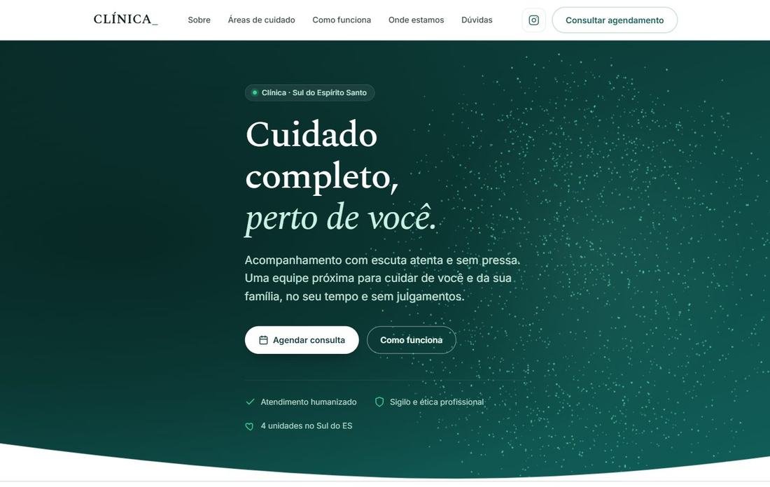 Demonstração de site para clínica